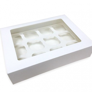 Boite Blanche à fenêtre pour 12 cupcakes